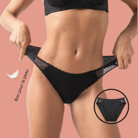 Culotte menstruelle en dentelle plumetis